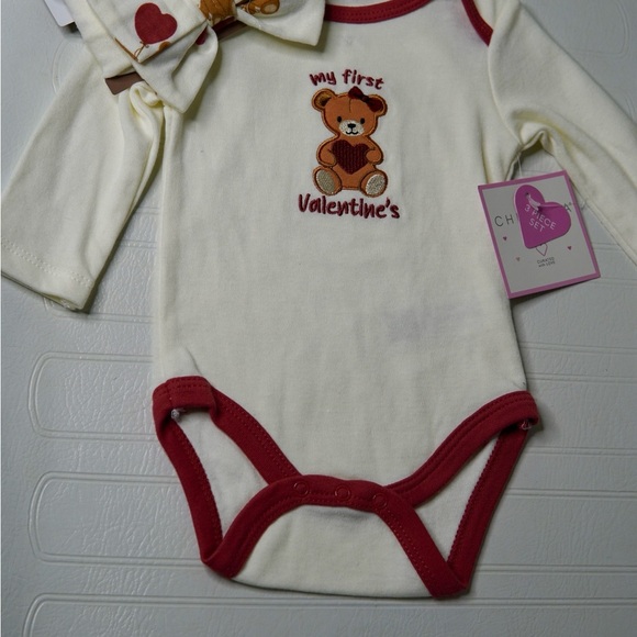 chick pea Other - Chick Pea Cream and Red Valentine's Teddy Bear Bodysuit